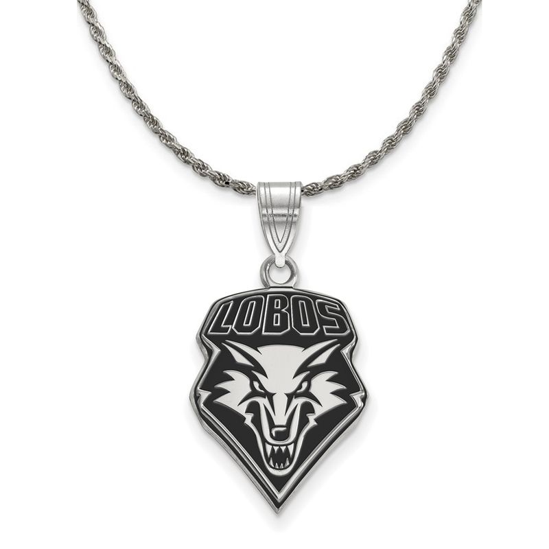 Sterling Silver U. Of New Mexico Large Enamel Pendant Necklace - 20 In